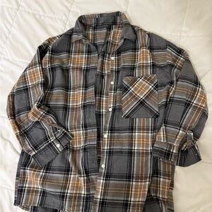 SHEIN Oversized Plaid Flannel Shirt